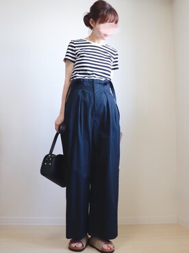 「A.P.C.（アーペーセー）のsac demi-lune 18PC（ショルダーバッグ）」を使った、くろろーさん（レディース・160cm）の夏コーディネート