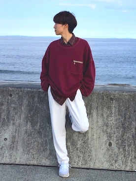 「アイテム（ピアス（両耳用）、グレー系）」を使った、yusukeさん（メンズ・170cm）の秋コーディネート