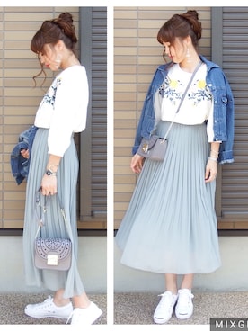 「GRL（グレイル）のアイテム（デニムジャケット）」を使った、miho🅰ニコさん（レディース・165cm）の春コーディネート