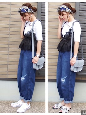 「Grafeaのアイテム」を使った、miho🅰ニコさん（レディース・165cm）の春コーディネート