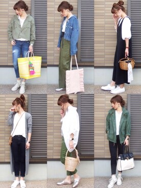 「GRL」｜「アイテム（チノパンツ）」を使った、miho🅰ニコさん（レディース・165cm）の春コーディネート