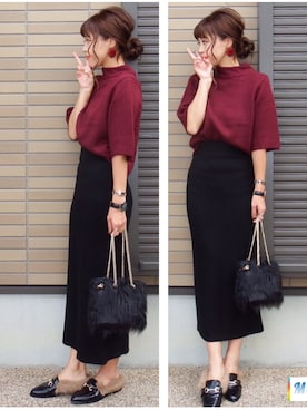 「GRL（グレイル）のアイテム（ピアス（両耳用））」を使った、miho🅰ニコさん（レディース・165cm）の秋コーディネート