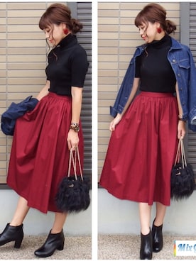 「GRL（グレイル）のアイテム（ピアス（両耳用））」を使った、miho🅰ニコさん（レディース・165cm）の秋コーディネート