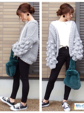 「GRL（グレイル）のアイテム（ピアス（両耳用））」を使った、miho🅰ニコさん（レディース・165cm）の秋コーディネート