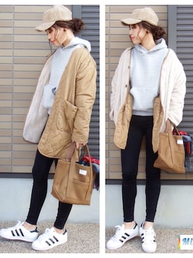 「MODE ROBE（モードローブ）のアイテム（キャップ）」を使った、miho🅰ニコさん（レディース・165cm）の秋コーディネート