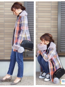 「GRL（グレイル）のアイテム（ピアス（両耳用））」を使った、miho🅰ニコさん（レディース・165cm）の秋コーディネート