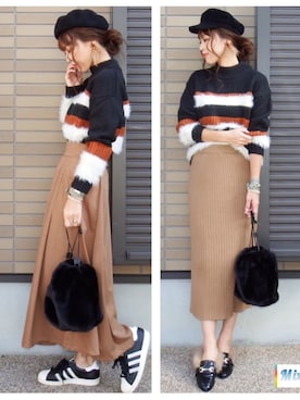 「OZOC（オゾック）のアイテム（スニーカー）」を使った、miho🅰ニコさん（レディース・165cm）の秋コーディネート