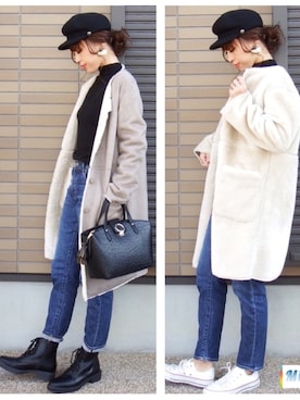 「GRL（グレイル）のアイテム（ピアス（両耳用））」を使った、miho🅰ニコさん（レディース・165cm）の冬コーディネート