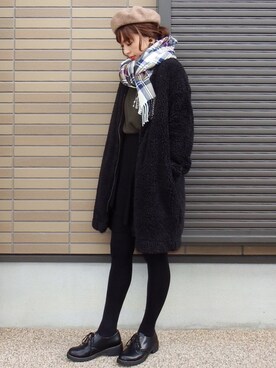 「SENSE OF PLACE by URBAN RESEAR」｜「アイテム（ハンチング/ベレー帽）」を使った、miho🅰ニコさん（レディース・165cm）の冬コーディネート