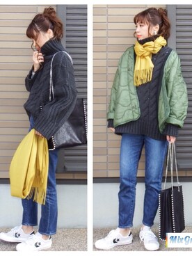 「Filomo（フィローモ）のアイテム」を使った、miho🅰ニコさん（レディース・165cm）の冬コーディネート