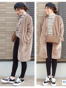 「GRL（グレイル）のアイテム（ピアス（両耳用））」を使った、miho🅰ニコさん（レディース・165cm）の冬コーディネート