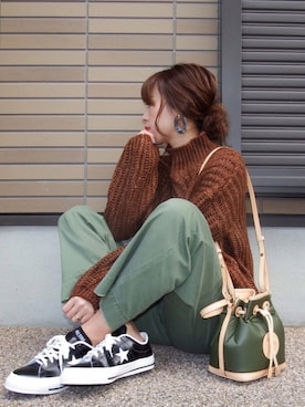 「GRL（グレイル）のアイテム（ピアス（両耳用））」を使った、miho🅰ニコさん（レディース・165cm）の冬コーディネート