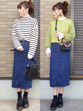 「GRL（グレイル）のアイテム（ピアス（両耳用））」を使った、miho🅰ニコさん（レディース・165cm）の冬コーディネート