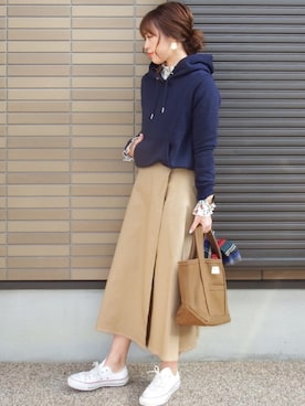 「GRL（グレイル）のアイテム（ピアス（両耳用））」を使った、miho🅰ニコさん（レディース・165cm）の春コーディネート