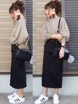 「アイテム（チャーム）」を使った、miho🅰ニコさん（レディース・165cm）の春コーディネート