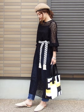 「Aura（アウラ）のアイテム（アクセサリー）」を使った、miho🅰ニコさん（レディース・165cm）の春コーディネート