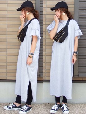 「GRL（グレイル）のアイテム（ピアス（両耳用））」を使った、miho🅰ニコさん（レディース・165cm）の秋コーディネート