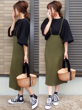 「GRL（グレイル）のアイテム（リング）」を使った、miho🅰ニコさん（レディース・165cm）の秋コーディネート