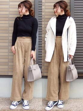 「リップスター」｜「アイテム（ブルゾン）」を使った、miho🅰ニコさん（レディース・165cm）の秋コーディネート