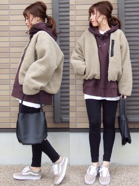 「zucca」｜「アイテム（ブルゾン）」を使った、miho🅰ニコさん（レディース・165cm）の冬コーディネート