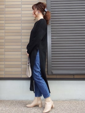 「zozoデニム」｜「アイテム（ブーツ）」を使った、miho🅰ニコさん（レディース・165cm）の冬コーディネート
