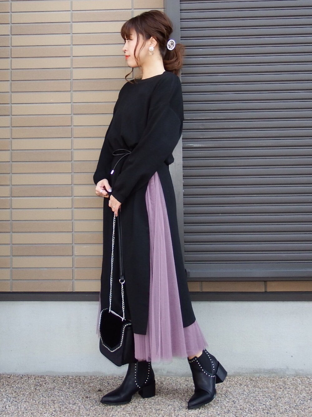「アダルトおカワたん部、チュールスカート、スリットワンピース、fifth、fifthtl、Hime.」｜「fifthのチュールロングスカート（スカート、ピンク系）」を使った、miho🅰ニコさん（レディース・165cm）の春コーディネートの1枚目の写真