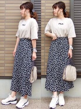 「GRL（グレイル）のアイテム（ピアス（両耳用））」を使った、miho🅰ニコさん（レディース・165cm）の春コーディネート