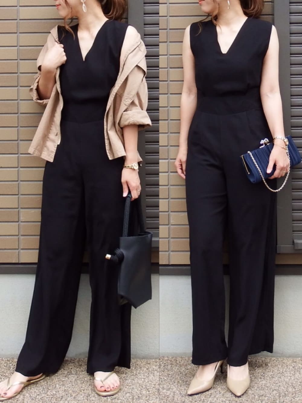 「アダルトおカワたん部、lace_ladies、パーティースタイル、レースレディース、レースレディースドレス、オールインワン」｜「Lace Ladiesのノースリーブオールインワン・パンツドレス（パンツドレス、ブラック系）」を使った、miho🅰ニコさん（レディース・165cm）の春コーディネートの1枚目の写真
