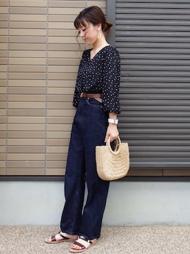 「AZUL ENCANTO（アズールエンカント）のアイテム（シャツ/ブラウス）」を使った、miho🅰ニコさん（レディース・165cm）の夏コーディネート