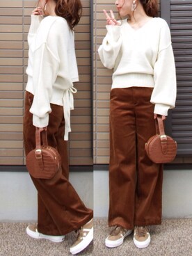 「GRL（グレイル）のアイテム（ピアス（両耳用））」を使った、miho🅰ニコさん（レディース・165cm）の秋コーディネート