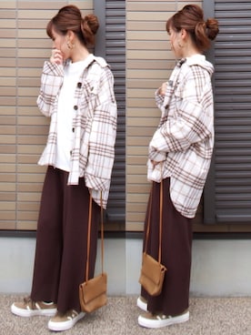 「GRL（グレイル）のアイテム（ピアス（両耳用））」を使った、miho🅰ニコさん（レディース・165cm）の秋コーディネート