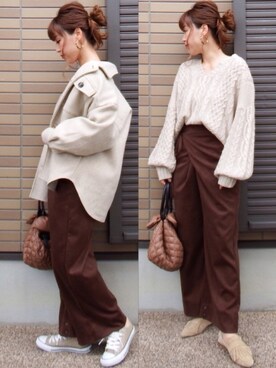 「リエディ」｜「アイテム（スニーカー）」を使った、miho🅰ニコさん（レディース・165cm）の秋コーディネート