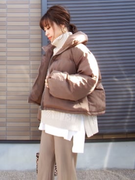「Libra Cue（リブラ キュー）のアイテム（ダウンジャケット/コート）」を使った、miho🅰ニコさん（レディース・165cm）の秋コーディネート