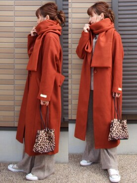 「リエディ」｜「アイテム（チェスターコート）」を使った、miho🅰ニコさん（レディース・165cm）の冬コーディネート