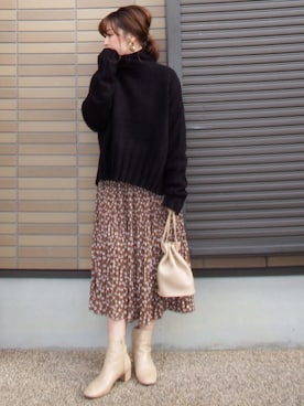 「GRL（グレイル）のアイテム（ピアス（両耳用））」を使った、miho🅰ニコさん（レディース・165cm）の冬コーディネート