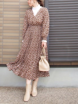 「GRL（グレイル）のアイテム（ピアス（両耳用））」を使った、miho🅰ニコさん（レディース・165cm）の冬コーディネート