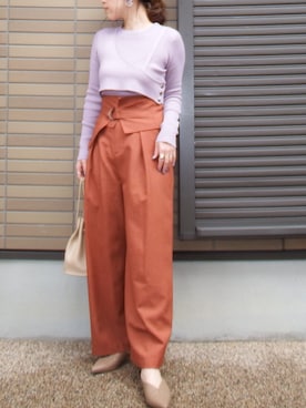 「ラベンダー」｜「アイテム（スリッポン）」を使った、miho🅰ニコさん（レディース・165cm）の春コーディネート