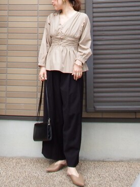 「リエディ」｜「アイテム（スリッポン）」を使った、miho🅰ニコさん（レディース・165cm）の春コーディネート