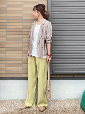 「ピスタチオ」｜「アイテム（スリッポン）」を使った、miho🅰ニコさん（レディース・165cm）の春コーディネート