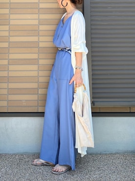 「セットアップスタイル」｜「アイテム（シャツワンピース）」を使った、miho🅰ニコさん（レディース・165cm）の夏コーディネート