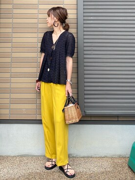 「コットンレース」｜miho🅰ニコさん（レディース・165cm）の夏コーディネート