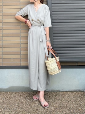 「ラップパンツ」｜「アイテム（サロペット/オーバーオール）」を使った、miho🅰ニコさん（レディース・165cm）の夏コーディネート