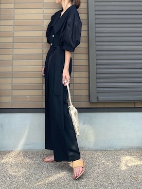 「プリーツ」｜「アイテム（オールインワン・サロペット）」を使った、miho🅰ニコさん（レディース・165cm）の夏コーディネート