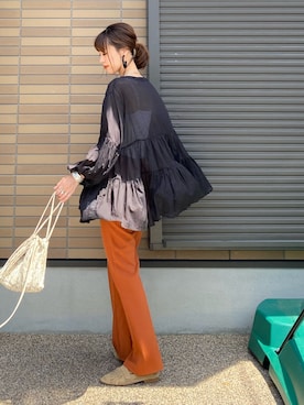 「ふんわり」｜「アイテム（アクセサリー）」を使った、miho🅰ニコさん（レディース・165cm）の秋コーディネート