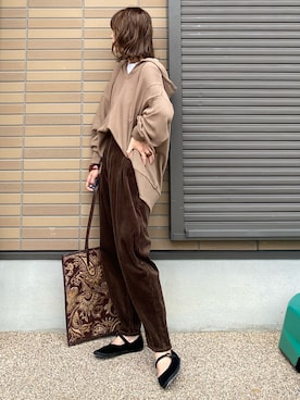 「キーネック」｜「アイテム（その他シューズ）」を使った、miho🅰ニコさん（レディース・165cm）の秋コーディネート