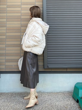 「MIIA（ミーア）のアイテム（ダウンジャケット/コート）」を使った、miho🅰ニコさん（レディース・165cm）の冬コーディネート