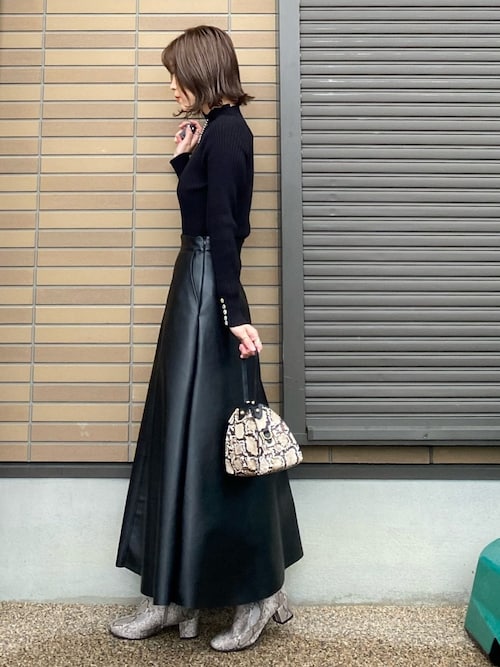 FAKE LEATHER MAXI SK / フェイクレザーマキシスカート（スカート