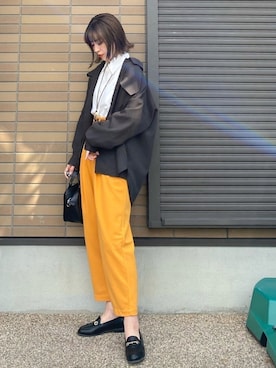 「w closet」｜「アイテム（スラックス）」を使った、miho🅰ニコさん（レディース・165cm）の春コーディネート