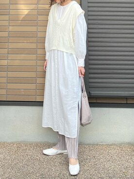 「コットンレース」｜miho🅰ニコさん（レディース・165cm）の春コーディネート