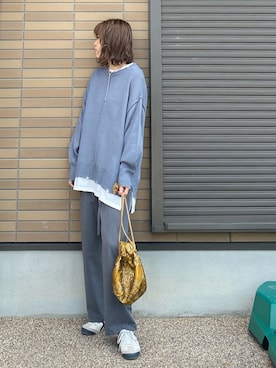 「RETRO GIRL（レトロガール）のフェイクレイヤードダメージニット（その他トップス）」を使った、miho🅰ニコさん（レディース・165cm）の春コーディネート